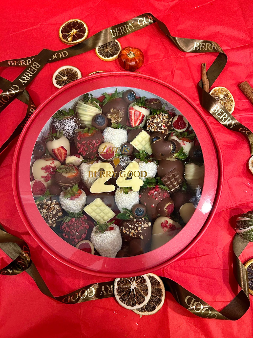 Mini Berry Red Celebration – Circular Pequena (25 cm)